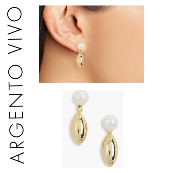 🐘🐘 Argento Vivo Gold and Pearl Drop Earrings